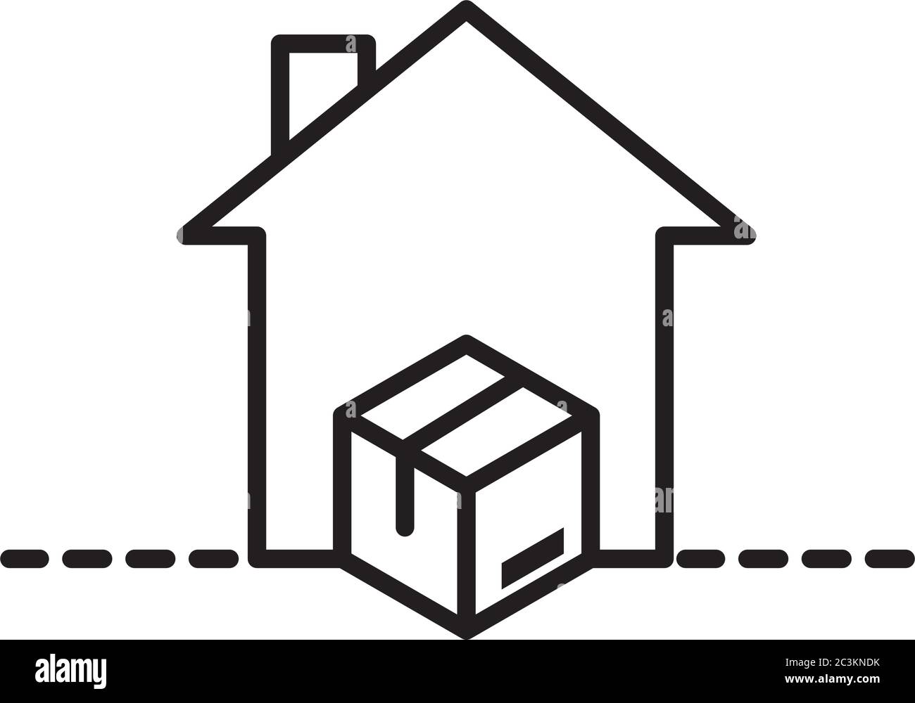 emballage de livraison, vente de carton de caisse de la distribution, expédition logistique de marchandises vecteur illustration style de ligne icône Illustration de Vecteur