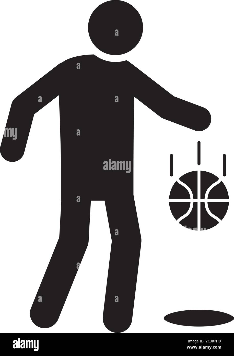 jeu de basket-ball, joueur rebondissant ballon récréation sport silhouette style icône illustration vectorielle Illustration de Vecteur