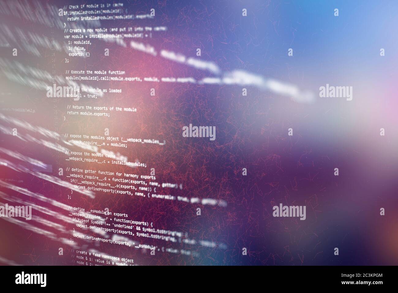 Code de script informatique abstrait. Écran de code de programmation du développeur de logiciel. Temps de travail de programmation logicielle. Texte de code écrit et créé entièrement b Banque D'Images