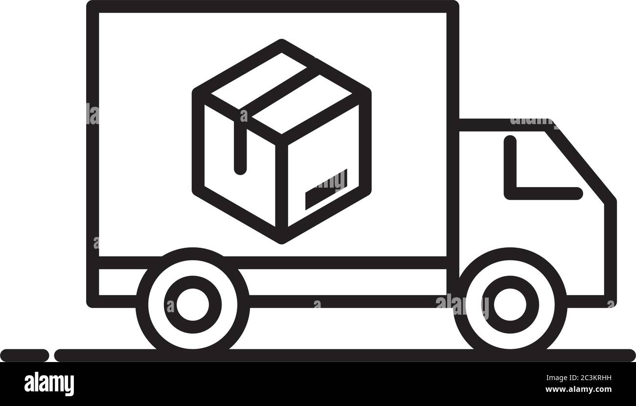 emballage de livraison, transport de camion carton boîte de distribution de  fret, expédition logistique de marchandises vecteur illustration style de  ligne icône Image Vectorielle Stock - Alamy