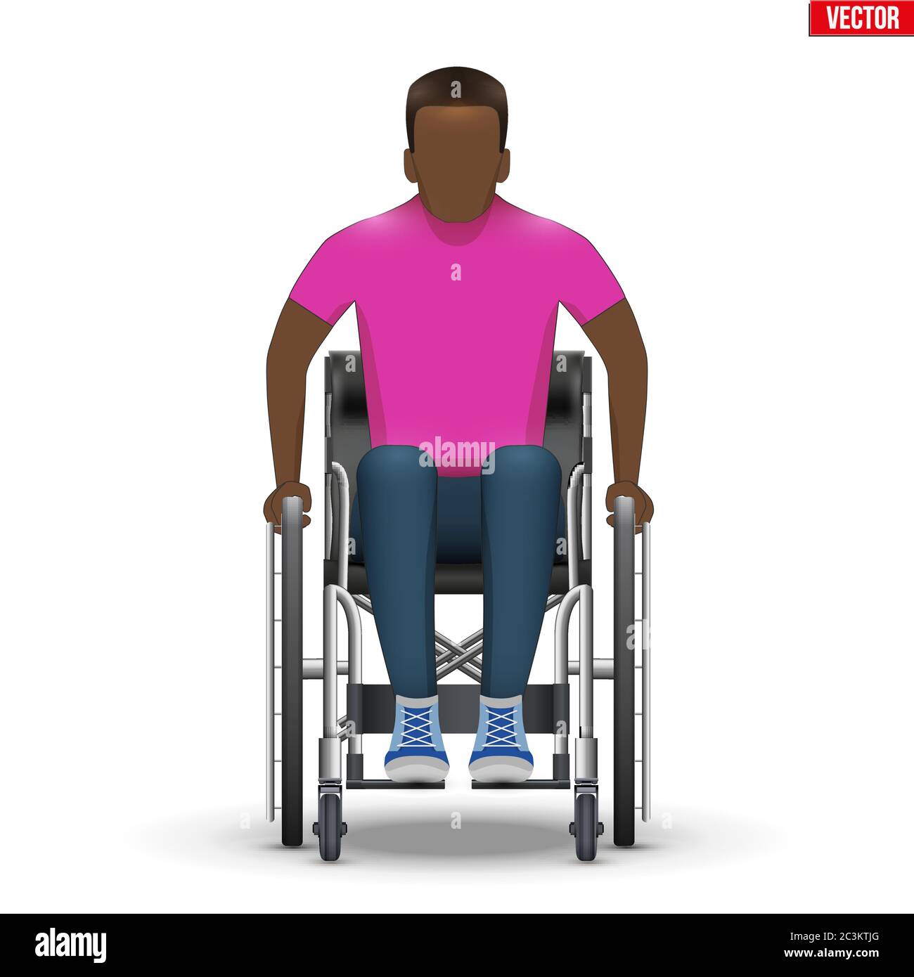 Homme noir handicapé en fauteuil roulant Illustration de Vecteur