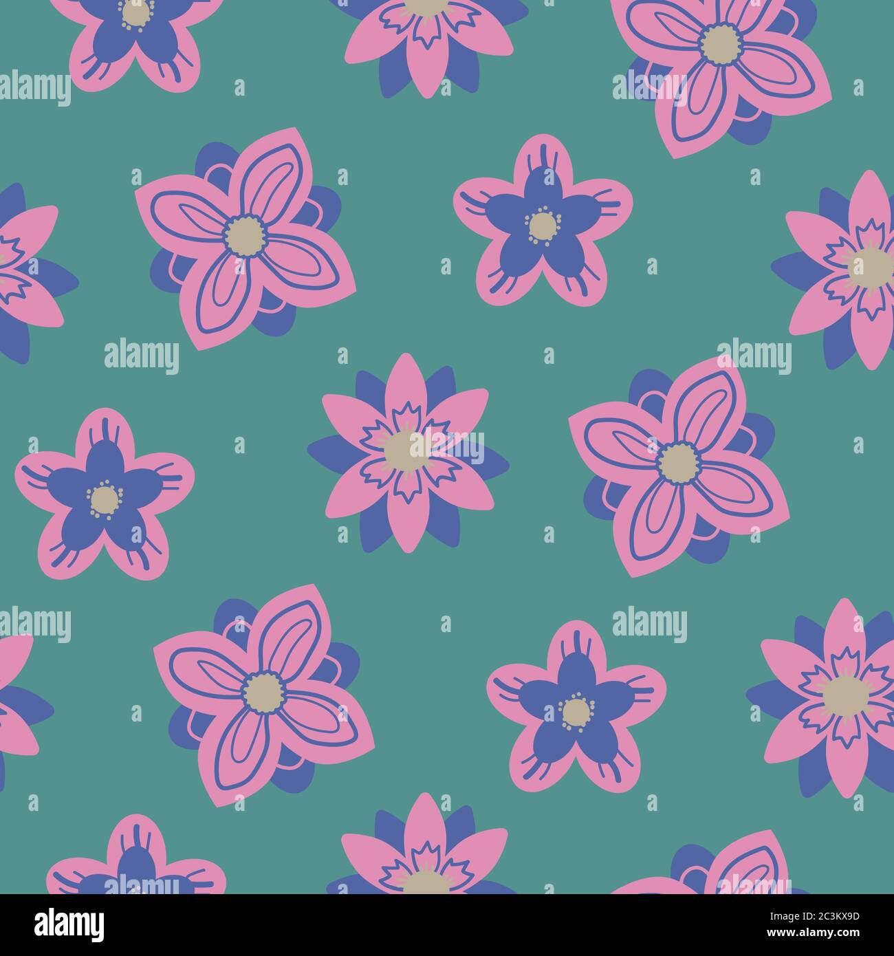 Fleurs abstraites texture dessinée à la main pour le design. Motif vectoriel sans couture. Illustration de Vecteur