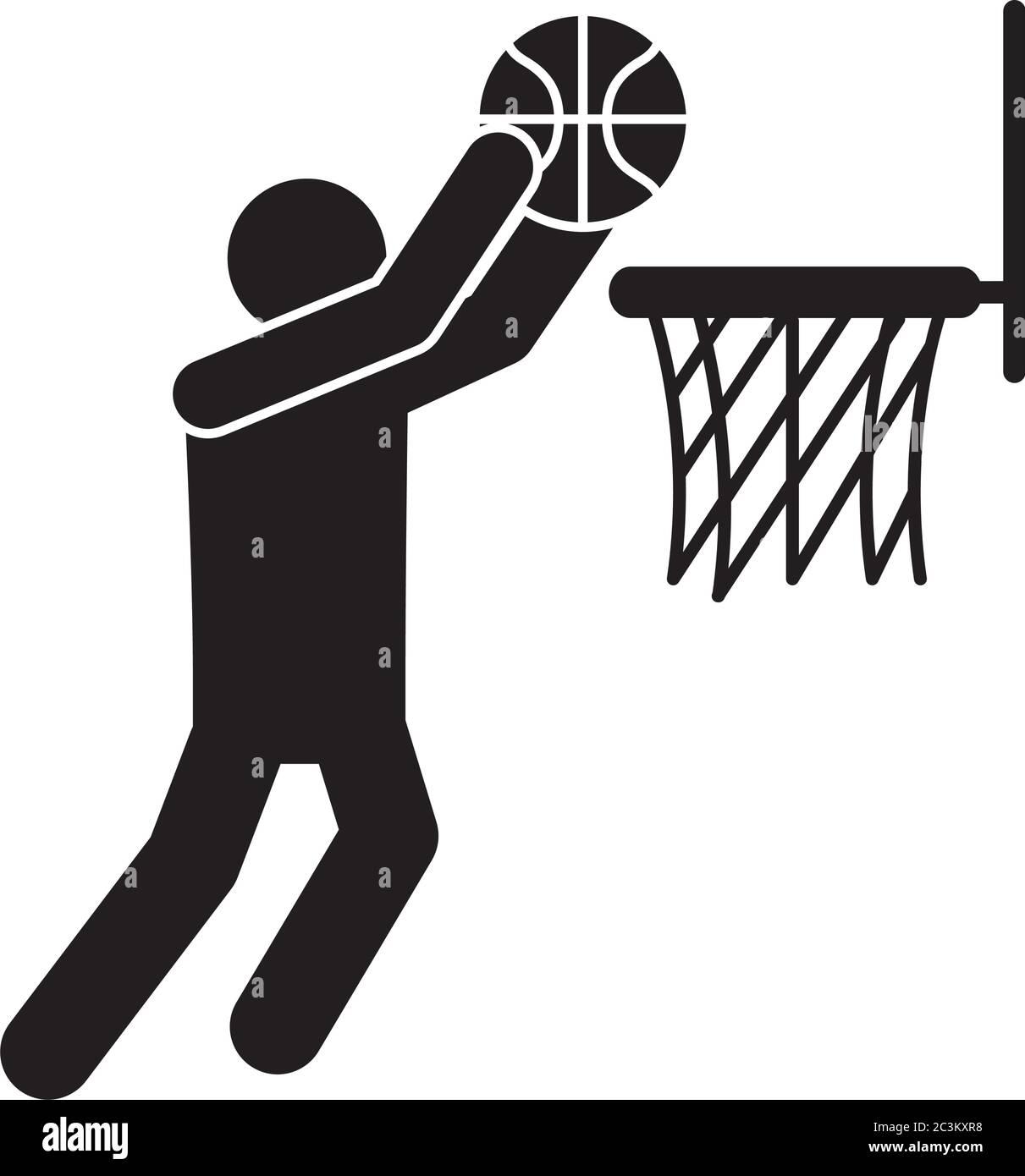 jeu de basket-ball, joueur de tir dans le sport de loisirs de basket-ball style silhouette icône illustration vectorielle Illustration de Vecteur
