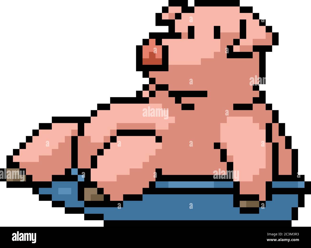 vecteur pixel art graisse cochon isolé dessin animé Illustration de Vecteur