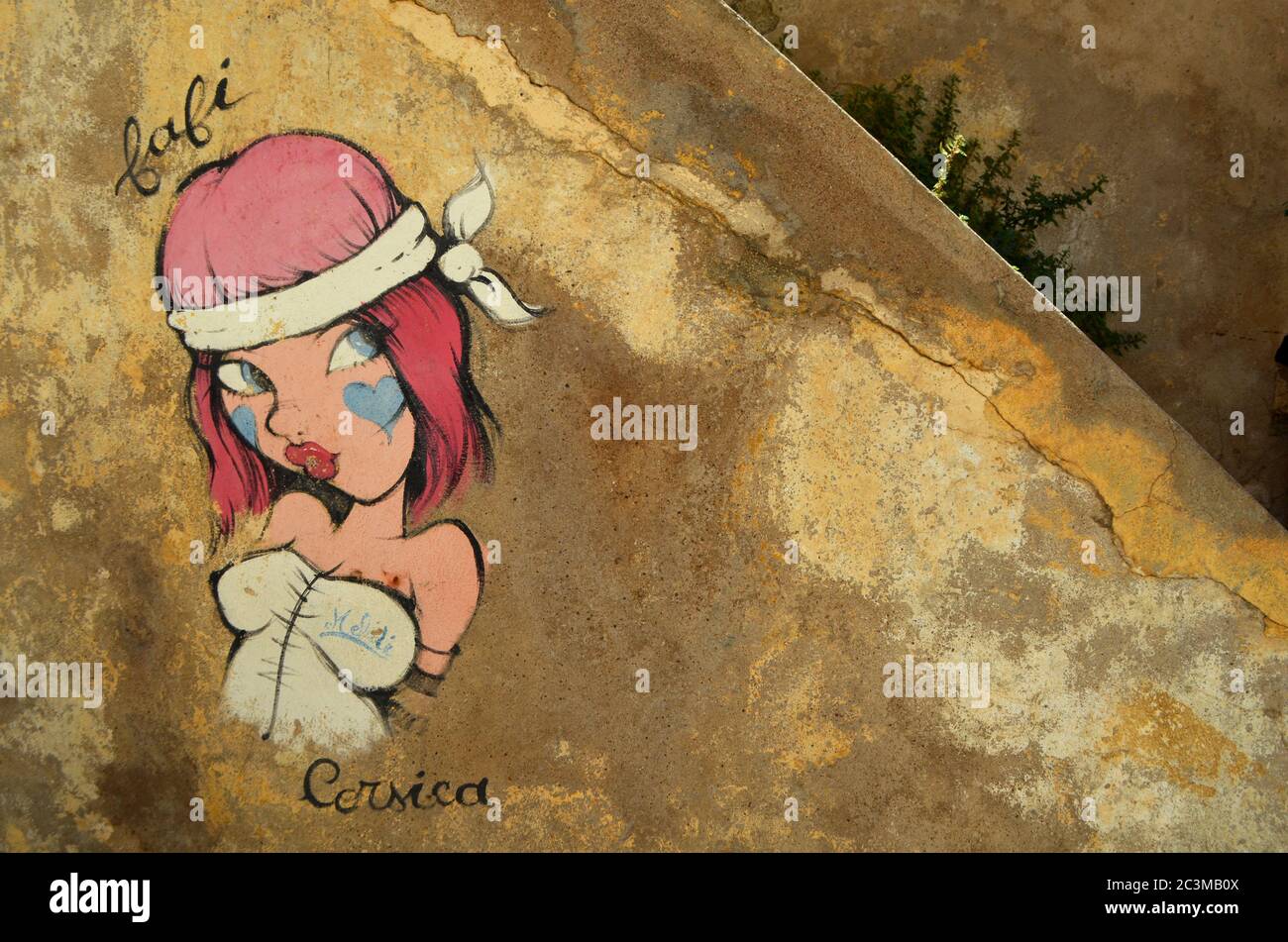 Grafitti à l'intérieur de la Citadelle, Calvi, Corse Banque D'Images