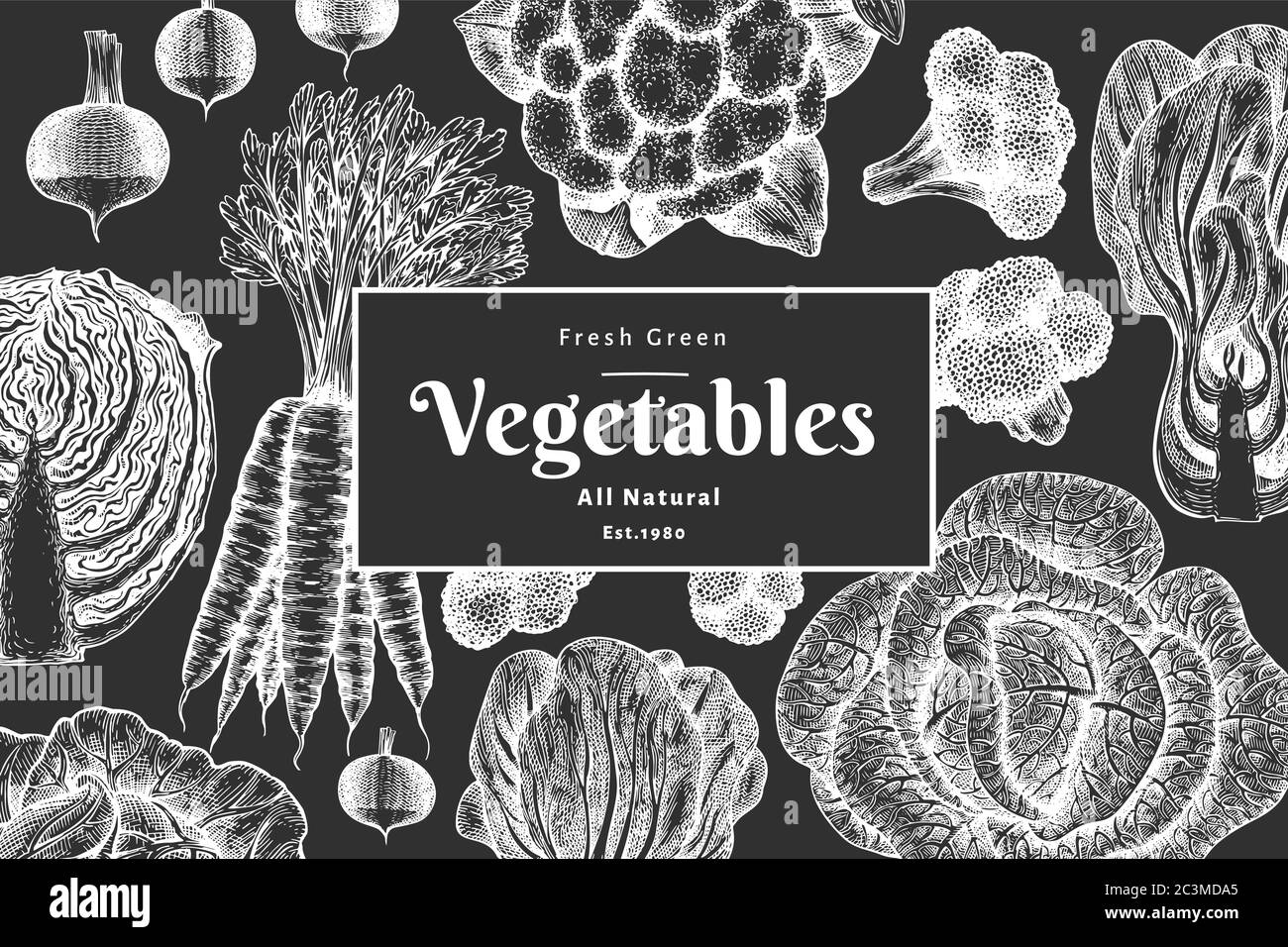 Motif légumes dessinés à la main. Modèle de bannière vectorielle d'aliments frais biologiques. Arrière-plan de légumes vintage. Illustrations botaniques de style gravé o Illustration de Vecteur