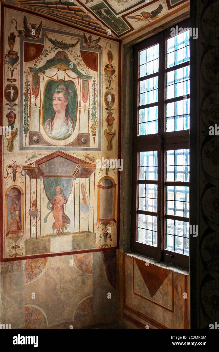 3 juin 2016 - Caprarola, Viterbo, Latium, Italie - Villa Farnese, une construction Renaissance et maniériste. Une belle fresques peintes à l'intérieur du bui Banque D'Images