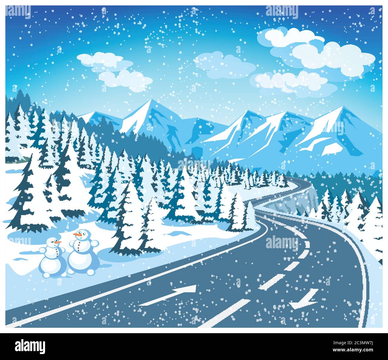 Illustration vectorielle stylisée sur le thème du voyage en Europe en hiver Illustration de Vecteur