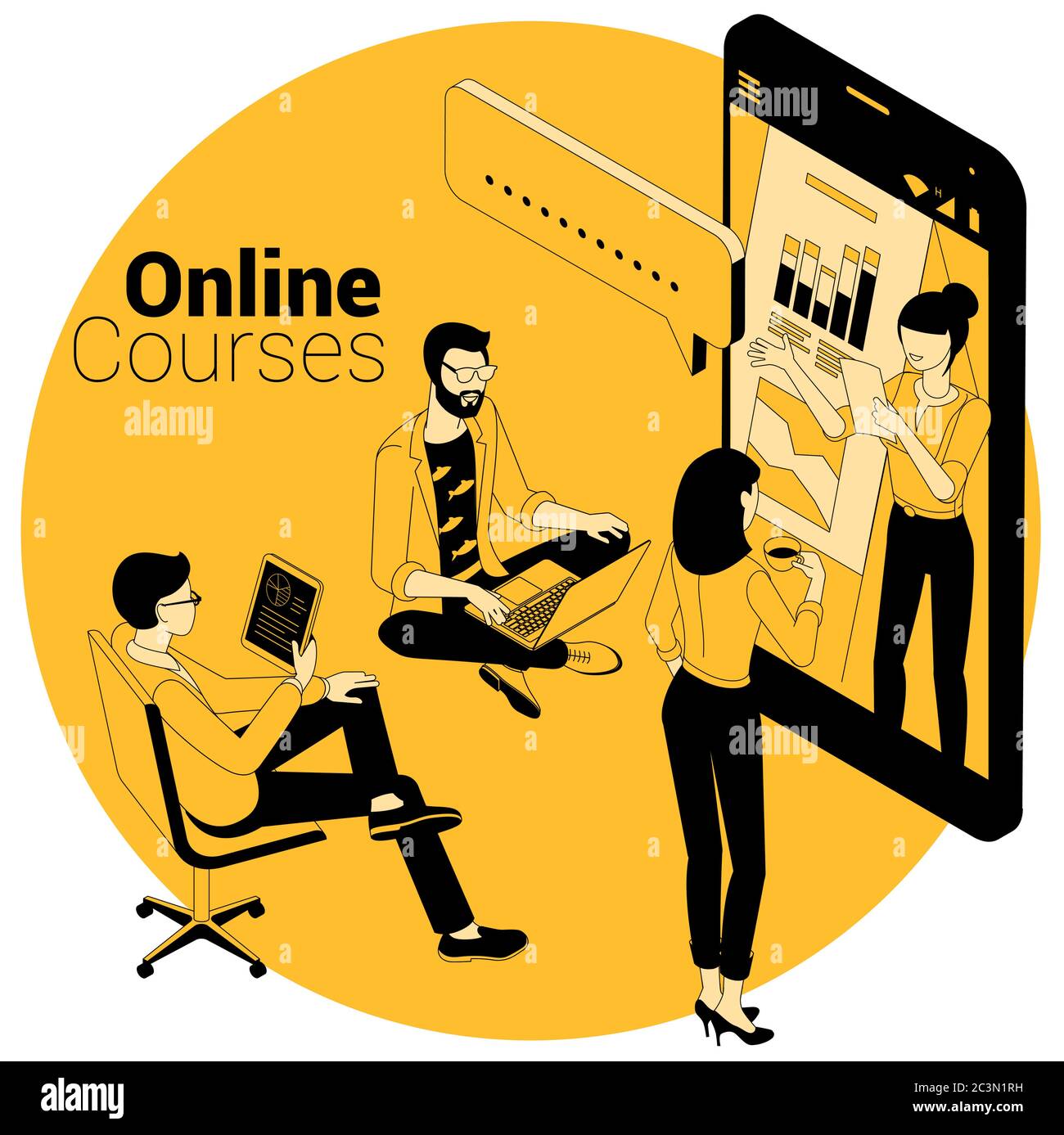 cours en ligne, éducation, concept de formation Illustration de Vecteur