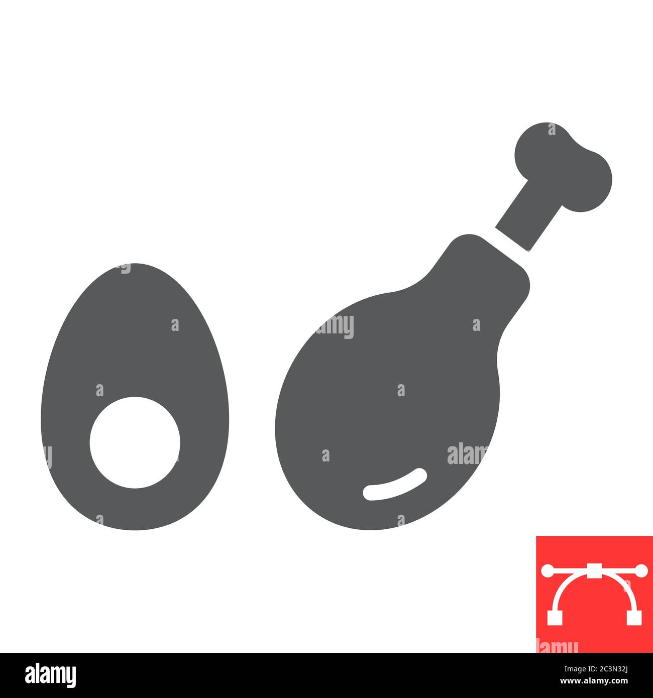 Icône de glyphe de régime de Keto, forme physique et régime, graphiques vectoriels de signe d'oeuf et de jambe de poulet, icône modifiable de contour plein, eps 10. Illustration de Vecteur