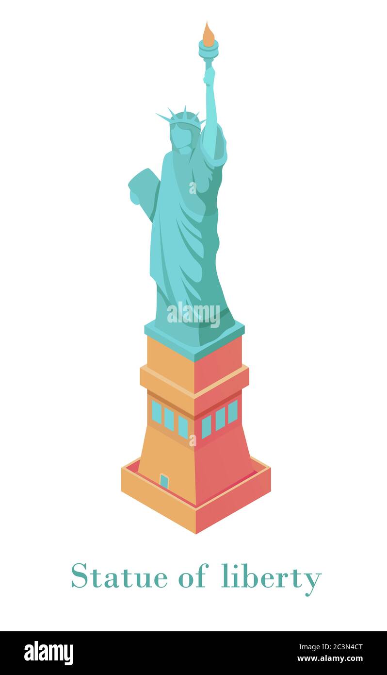 Statue de Libertyi sométrique. Monument national de New york, symbole de l'indépendance américaine. Illustration de Vecteur