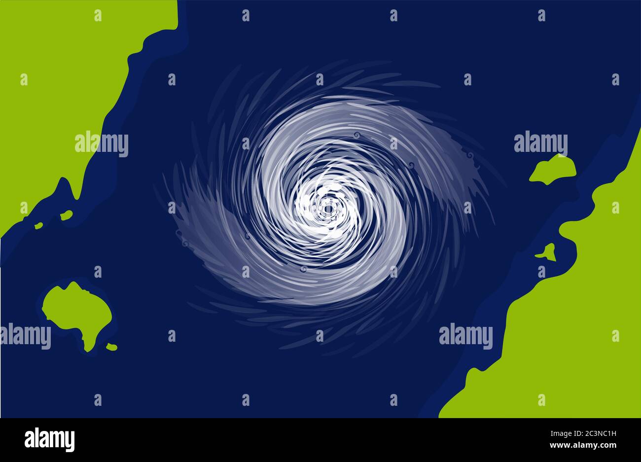 Vue sur l'ouragan depuis l'espace. Énorme cyclone dangereux entre continents tornado en spirale tropicale. Illustration de Vecteur