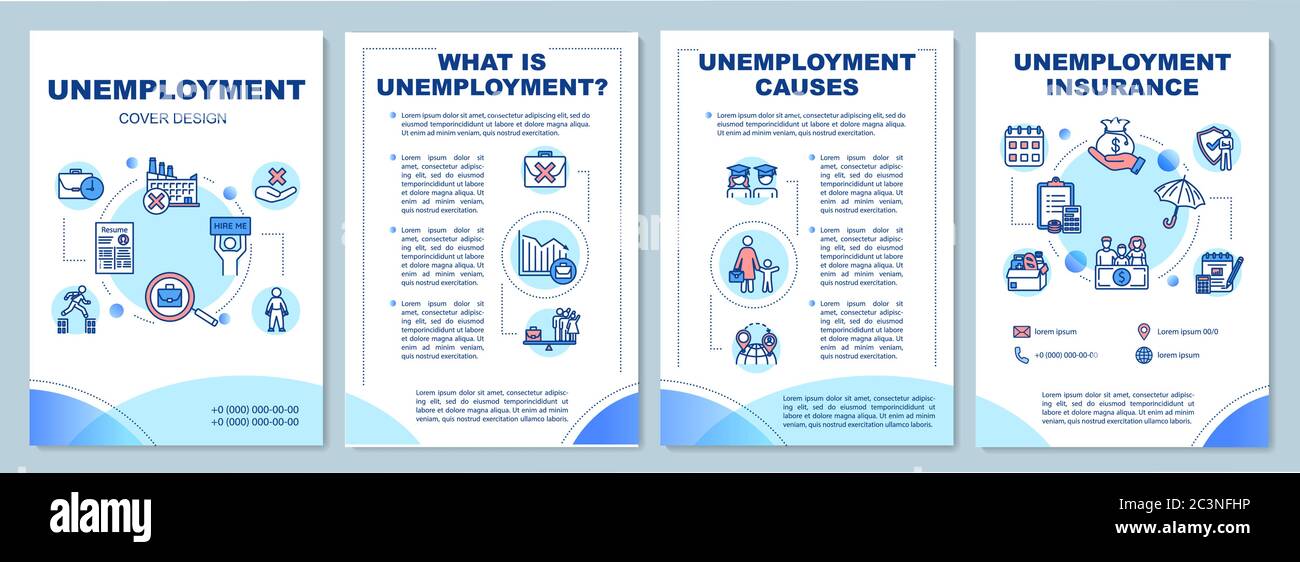 Modèle de brochure sur le chômage Illustration de Vecteur