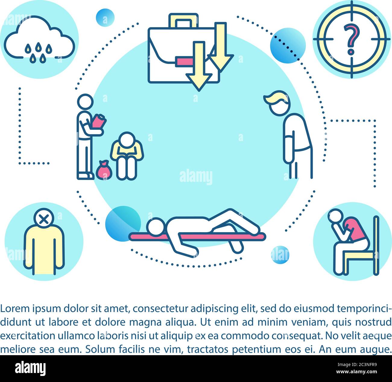 Chômage effet négatif concept icône avec texte Illustration de Vecteur