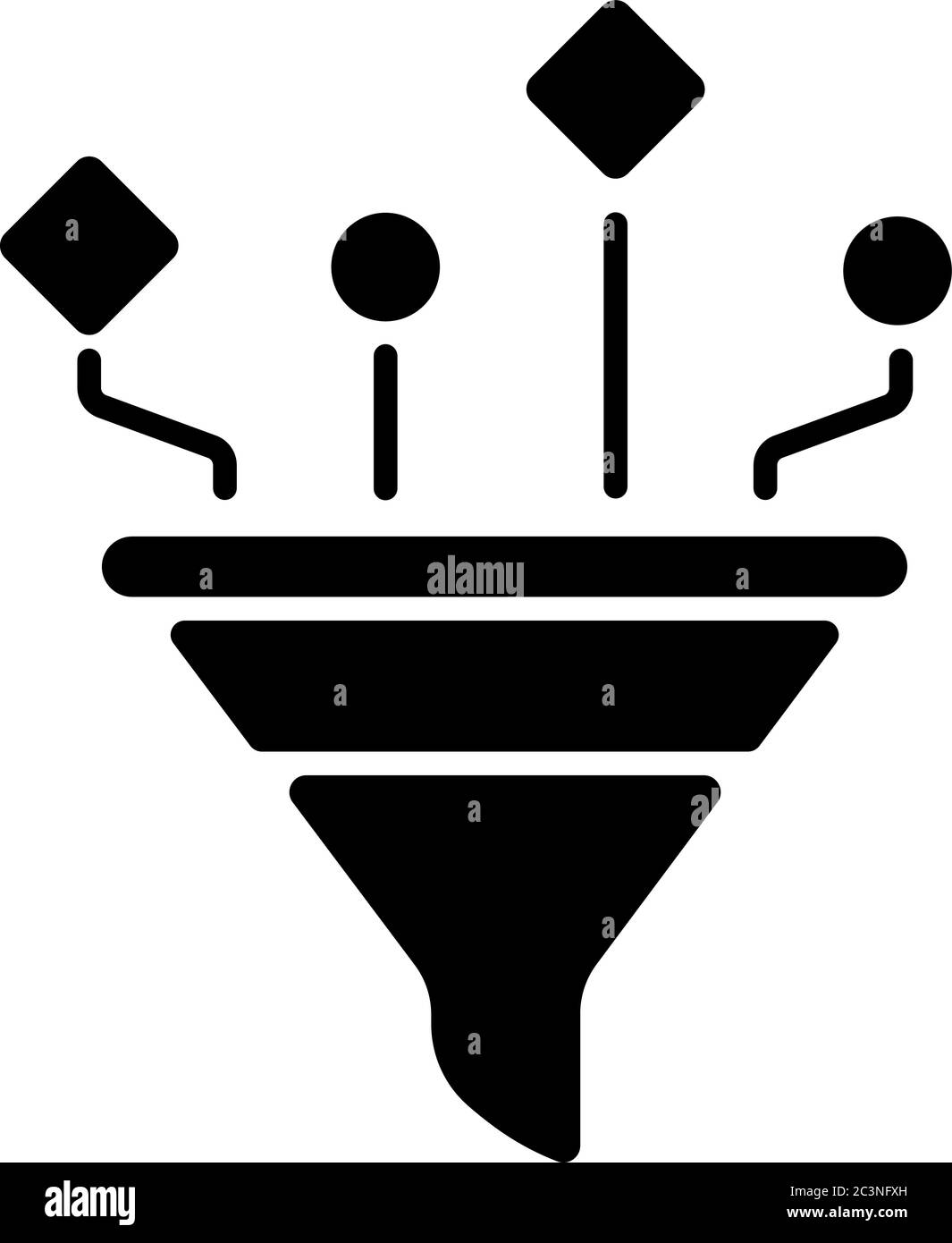 Icône de glyphe noir de filtrage de contenu Illustration de Vecteur