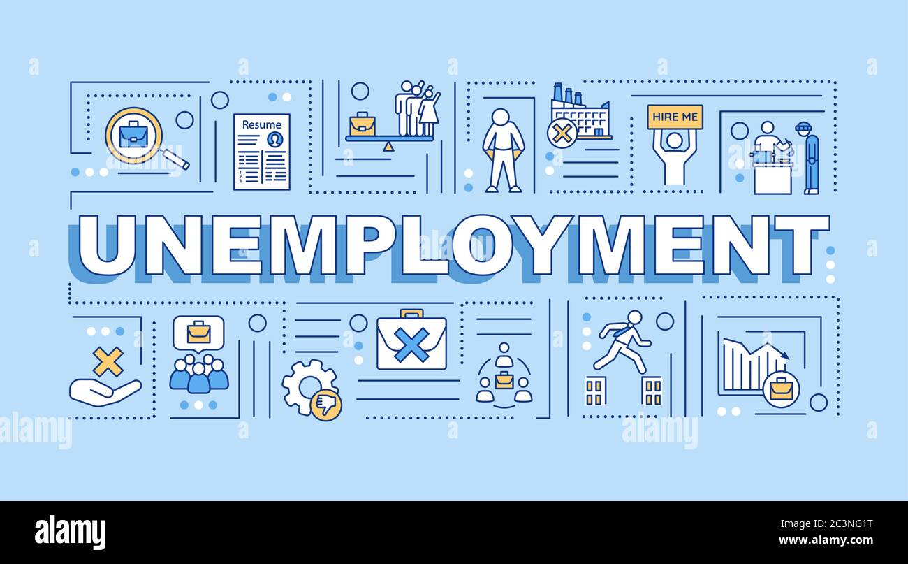 Bannière de concepts de mot de chômage Illustration de Vecteur
