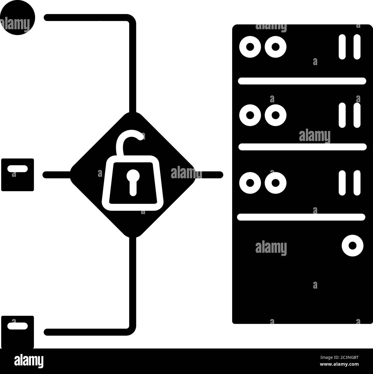 Ouvrir l'icône de glyphe noir du proxy Illustration de Vecteur
