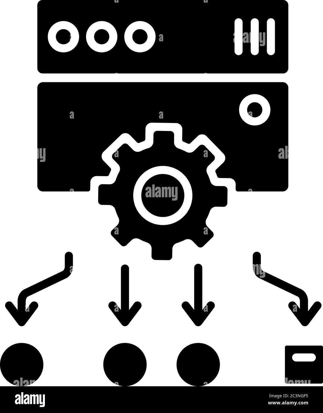 Icône de glyphe noir d'équilibrage de charge Illustration de Vecteur