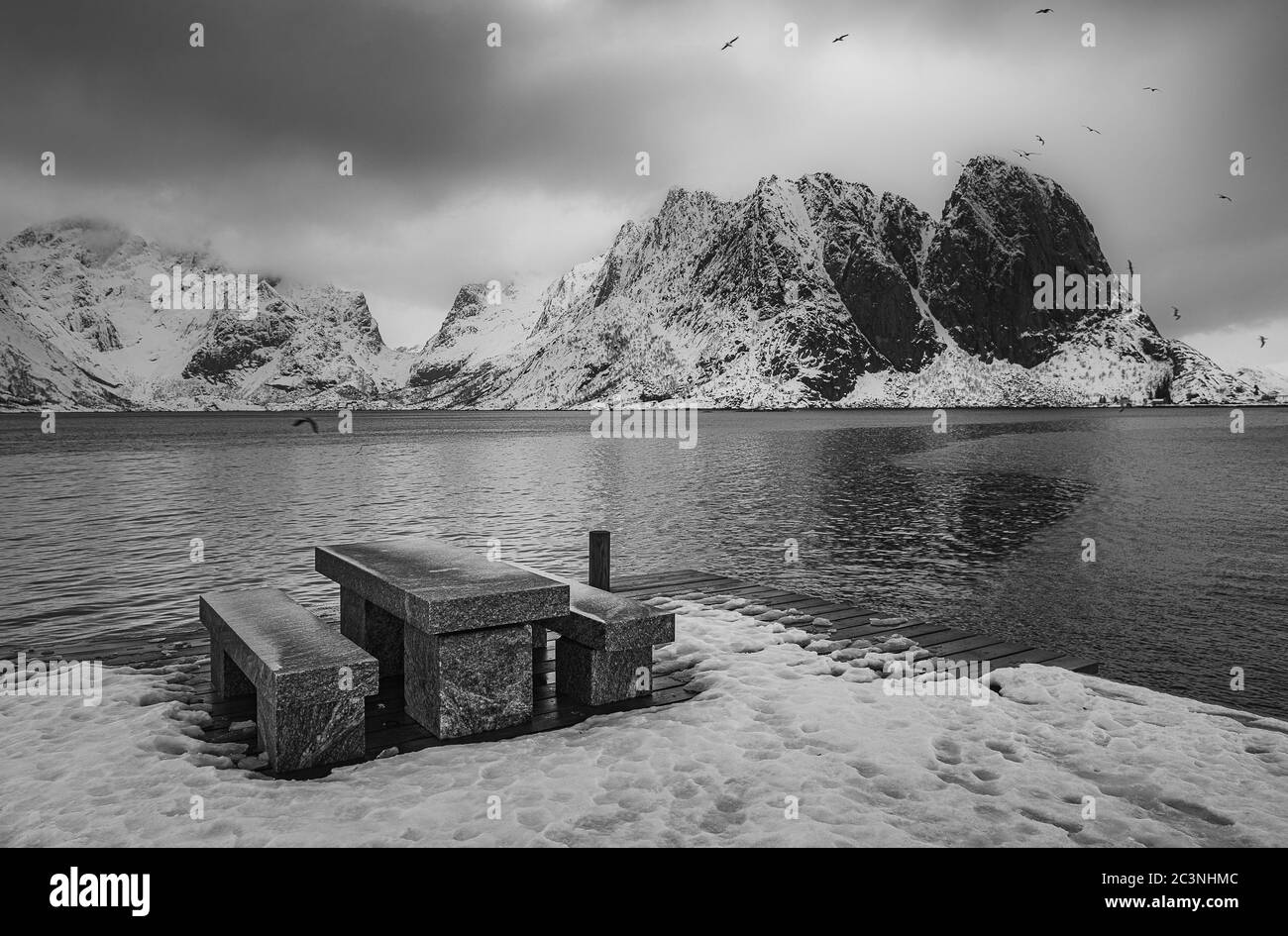 Magnifique paysage de l'île Lofoten en hiver, Voyage en Norvège Banque D'Images