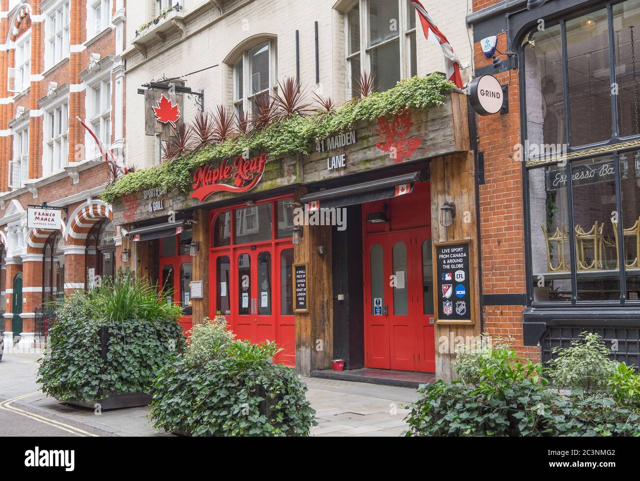 Le bar sportif canadien Maple Leaf et le grill sur Maiden Lane à Covent Garden. Londres Banque D'Images