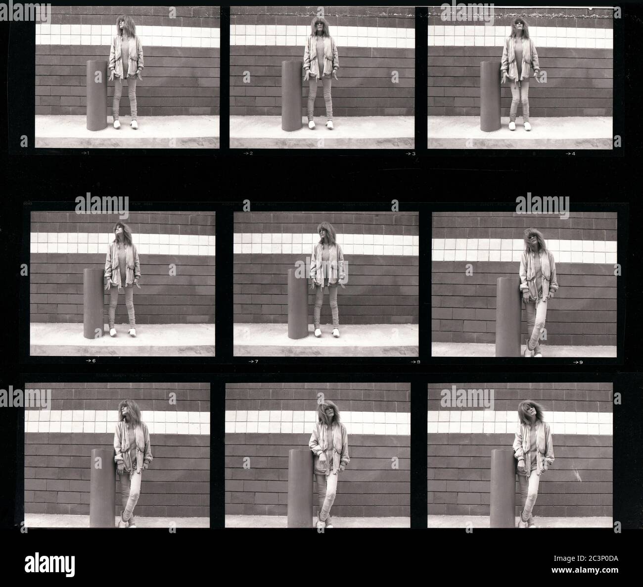 CARLA BLEY, musicien de jazz. Une planche contact de 12 poses différentes. 1983. Banque D'Images