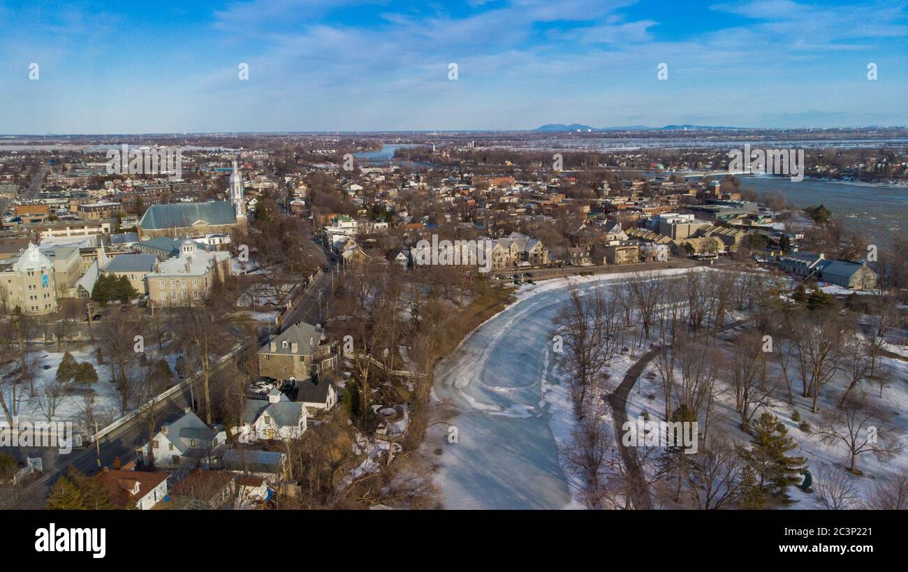 Vue aérienne de Terrebonne en hiver, Québec, Canada Banque D'Images