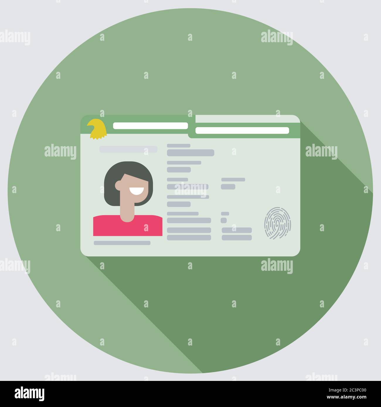 Icône plate American Green Card avec ombre longue Illustration de Vecteur