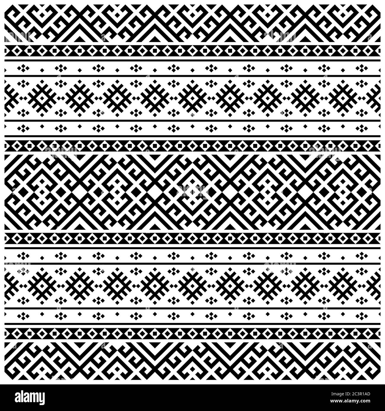 Motif ethnique homogène avec vector Illustration design tribal en noir et blanc couleur Banque D'Images