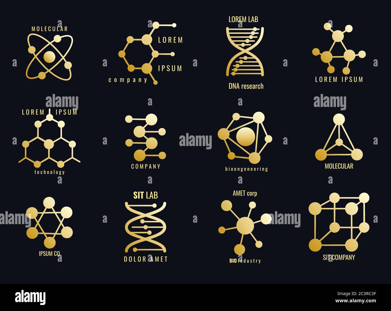 Logotypes de molécules d'or Illustration de Vecteur