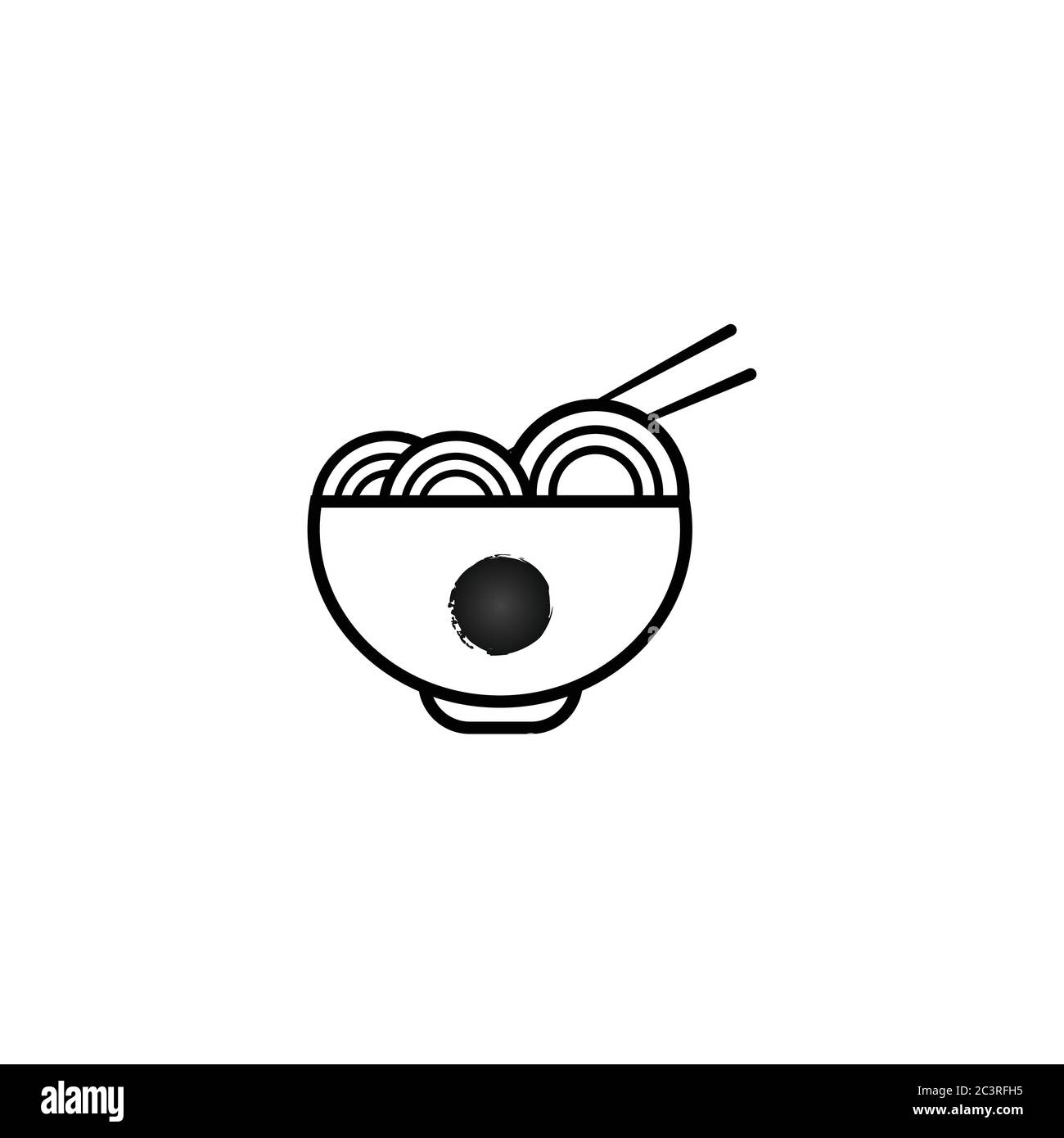 Le logo Japan Noodle Vector est noir et possède un bol caractéristique noir Illustration de Vecteur
