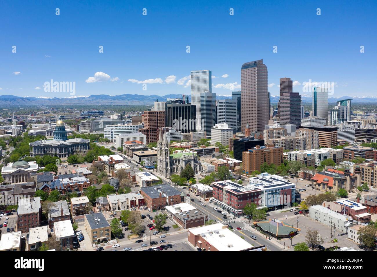 Vue aérienne sur la ville de Denver Banque D'Images