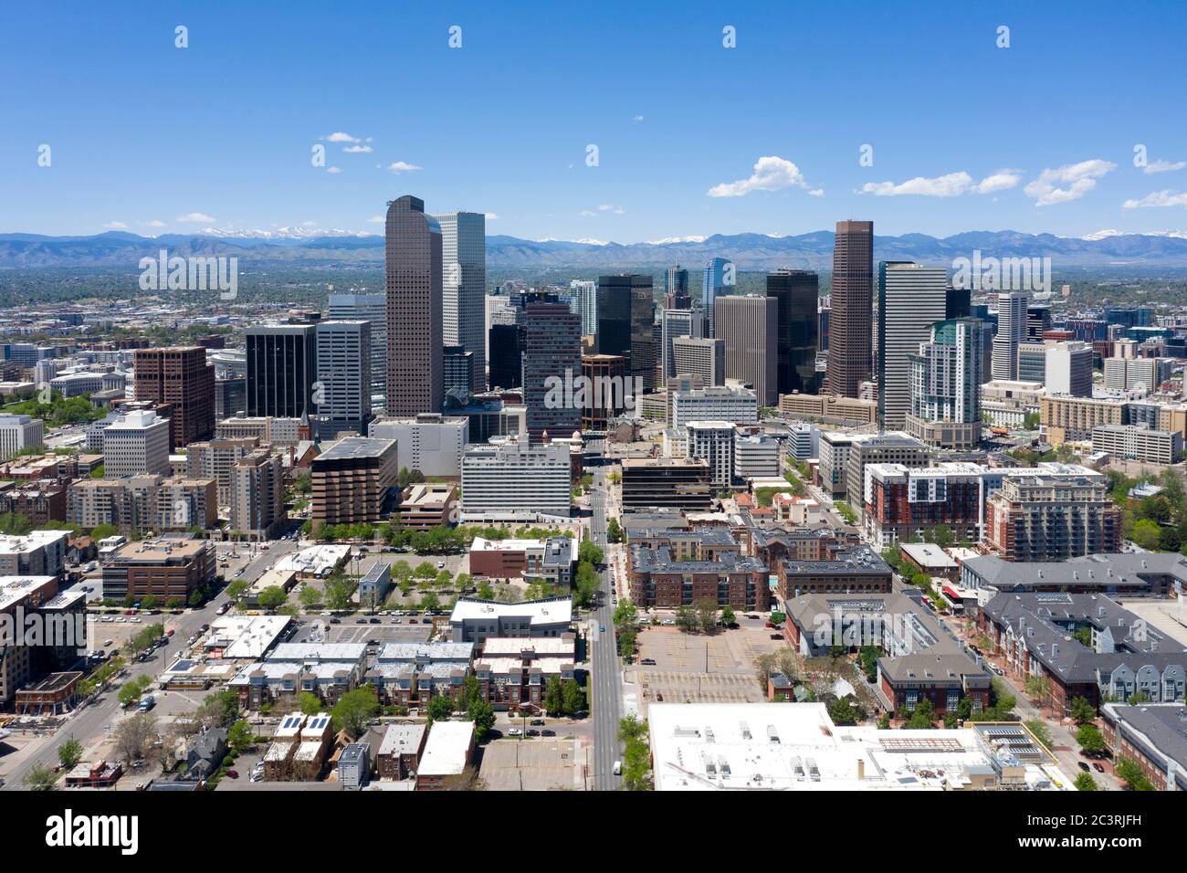 Vue aérienne sur la ville de Denver Banque D'Images