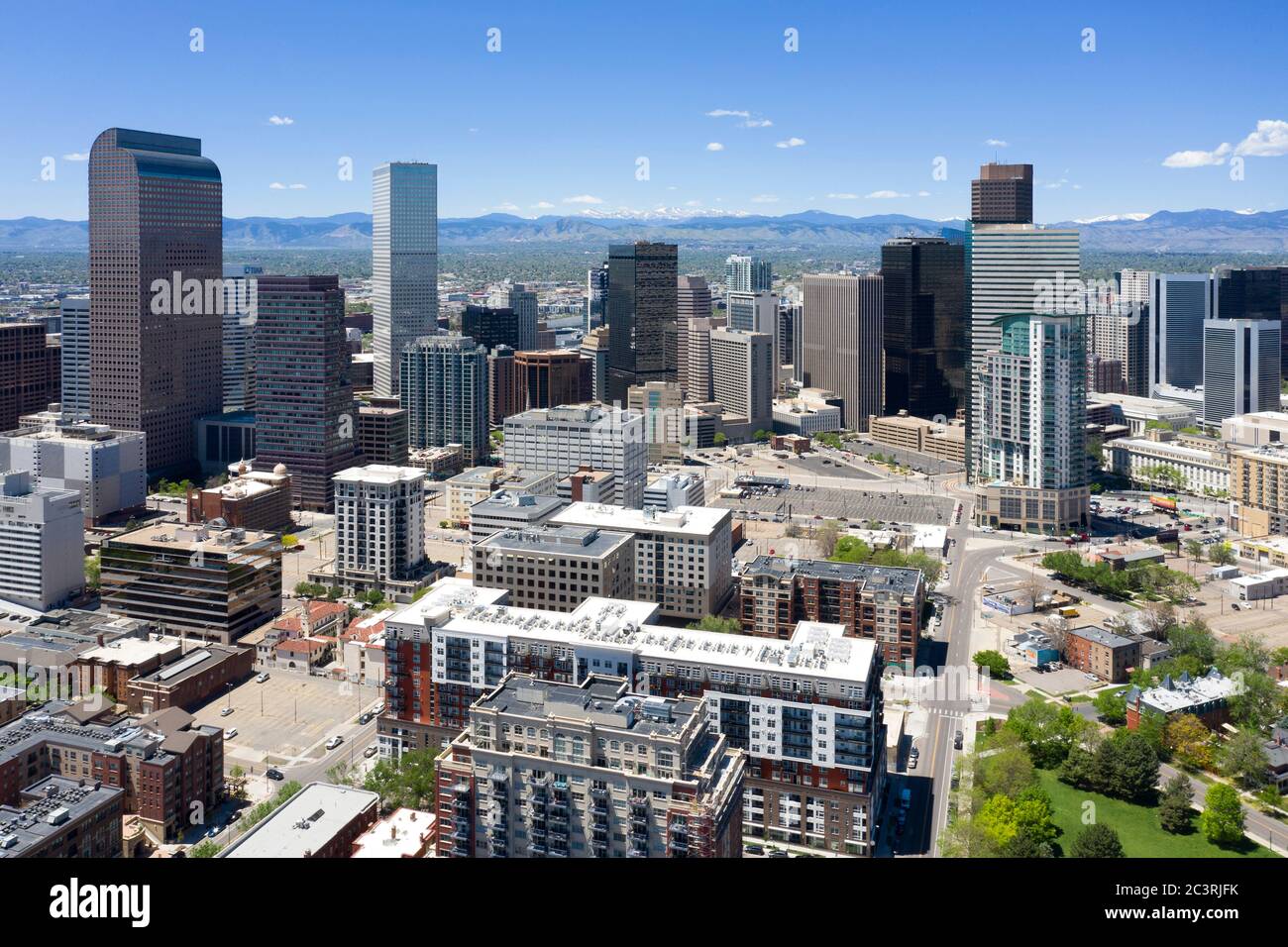 Vue aérienne sur la ville de Denver Banque D'Images