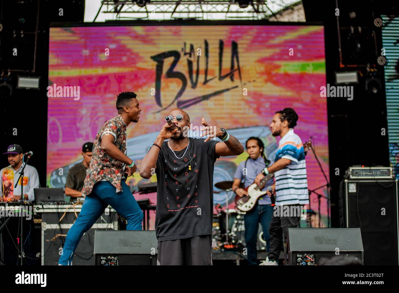 Groupe colombien Hip Hop, Zalama Crew, a passé le festival annuel de musique Tattoo à Bogota, Colombie. Le festival de musique de Tattoo est un événement qui rassemble popula Banque D'Images