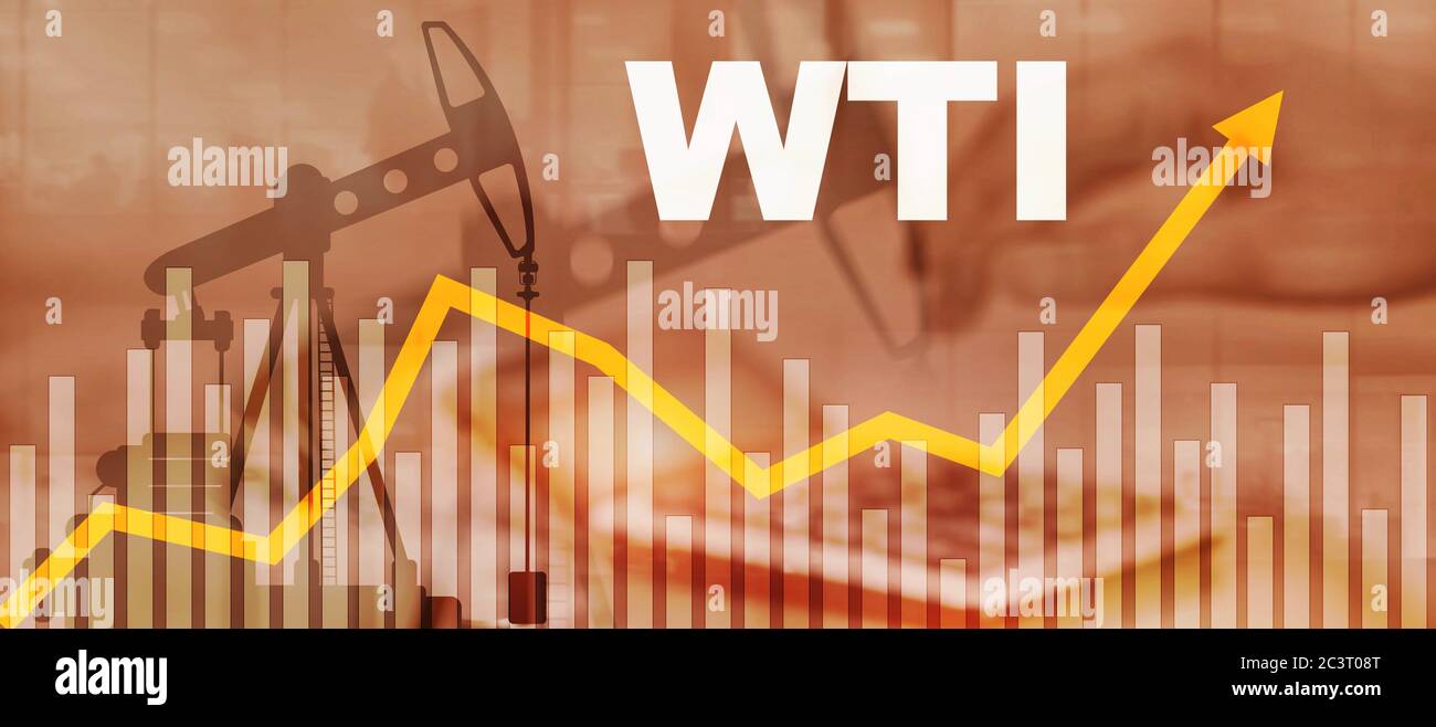 Hausse des prix du baril de pétrole brut WTI 2020. Flèche vers le haut. Banque D'Images