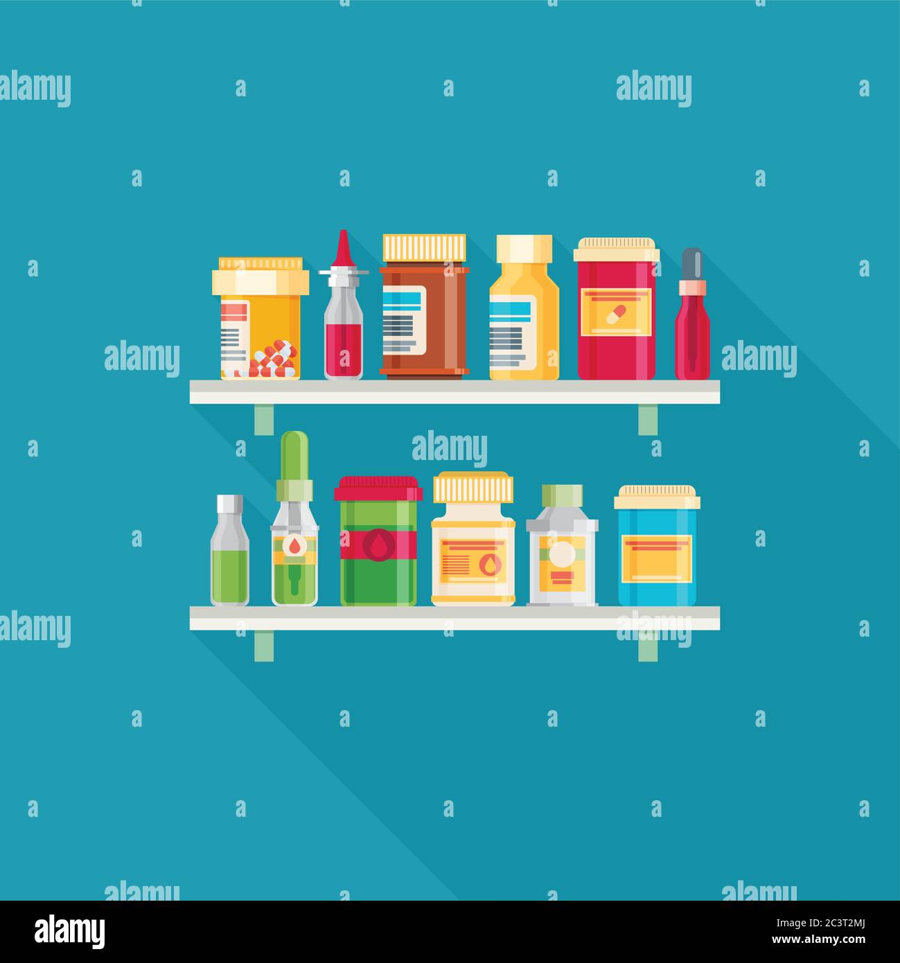 Flacons pour médicaments à motif plat. Illustration vectorielle Illustration de Vecteur