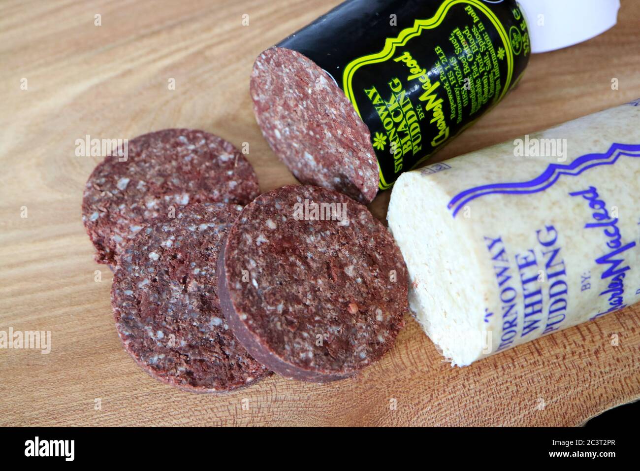 pouding noir en tranches stornoway et pouding blanc au royaume-uni Banque D'Images