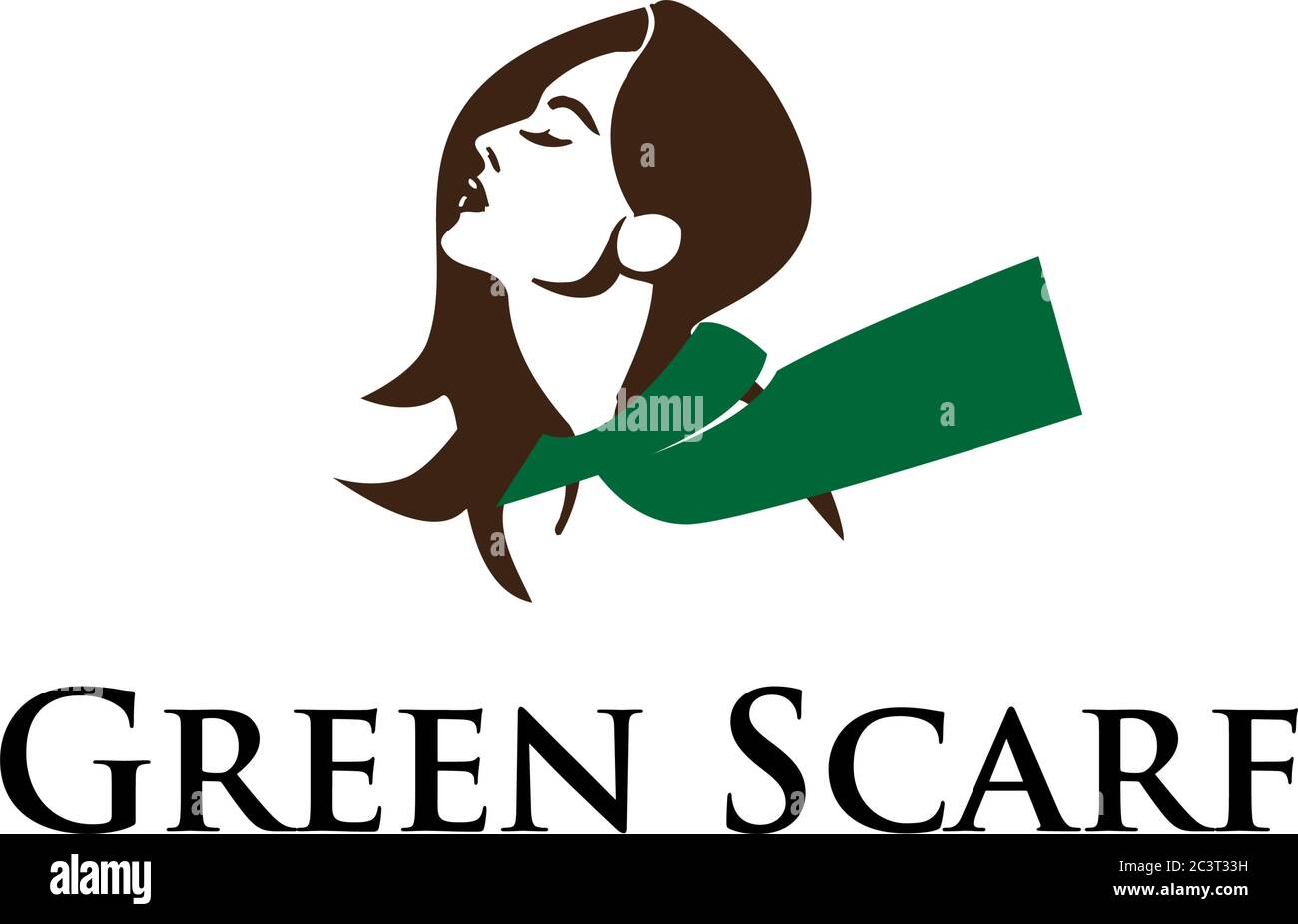Femme de beauté avec logo châle d'écharpe vert, bon pour l'illustration  vectorielle de logo de mode Image Vectorielle Stock - Alamy