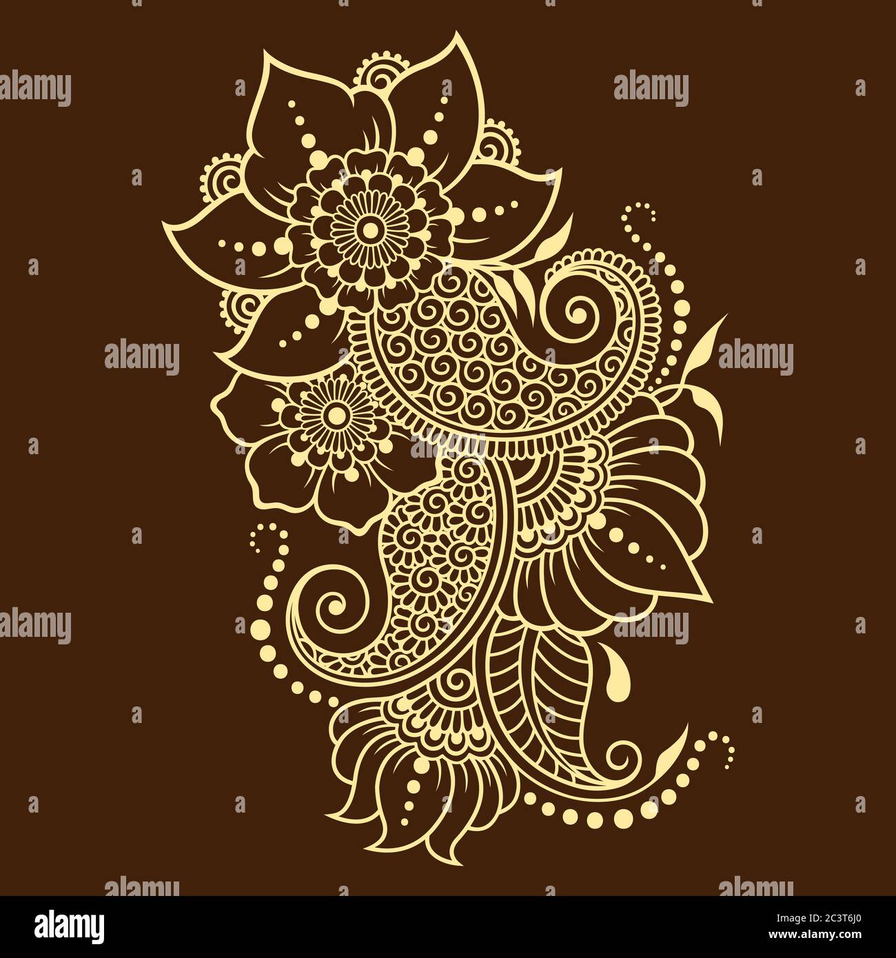 Motif de fleurs mehndi pour le dessin et le tatouage de Henna. Décoration ethnique orientale, de style indien. Illustration de Vecteur