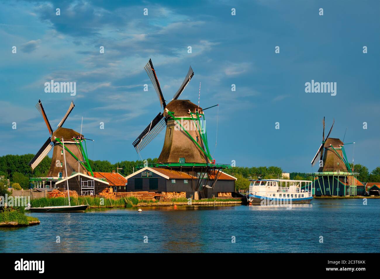 Moulins à vent de Zaanse Schans en Hollande. Zaandam, Néther Banque D'Images