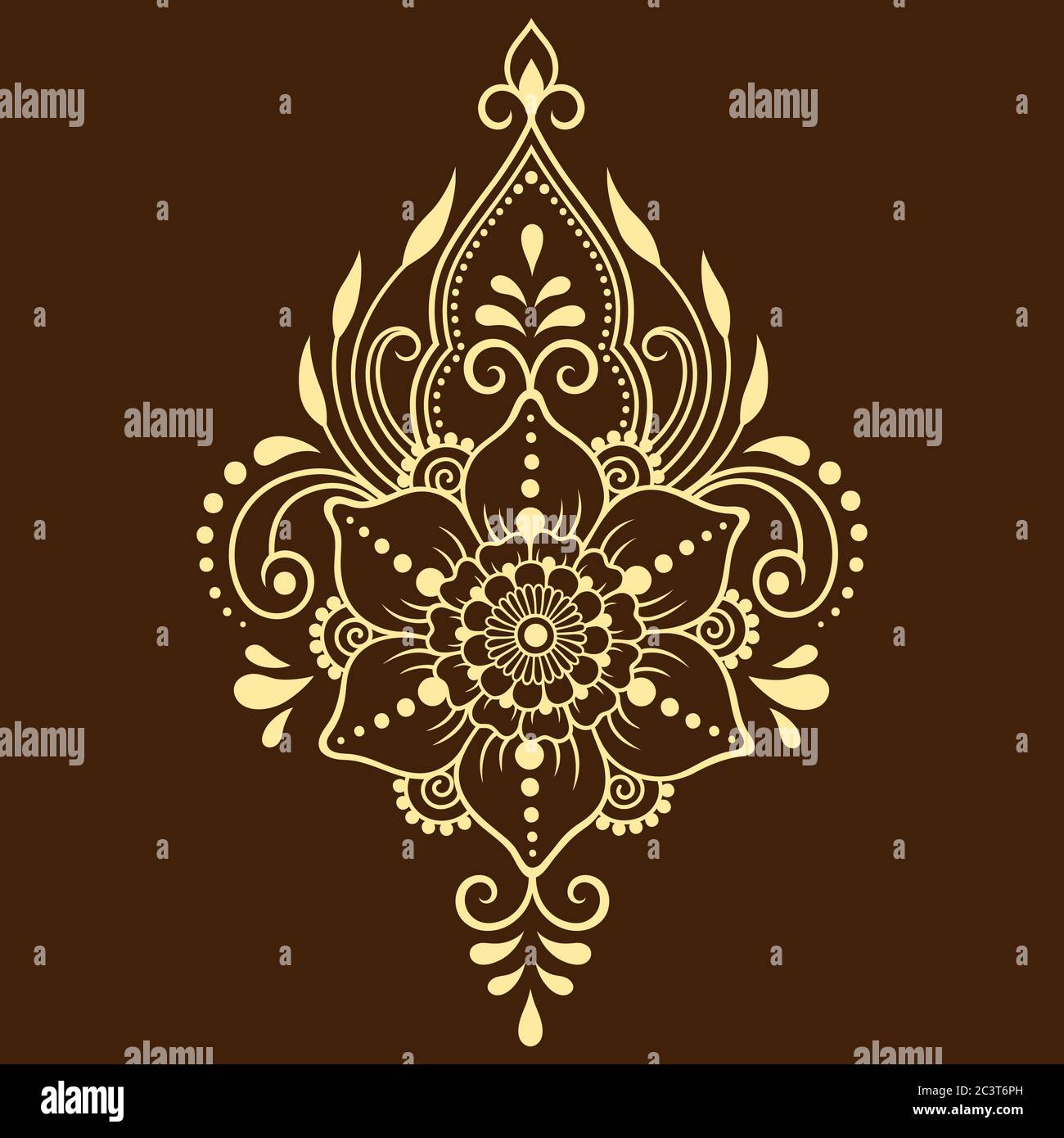 Motif de fleurs mehndi pour le dessin et le tatouage de Henna. Décoration ethnique orientale, de style indien. Illustration de Vecteur