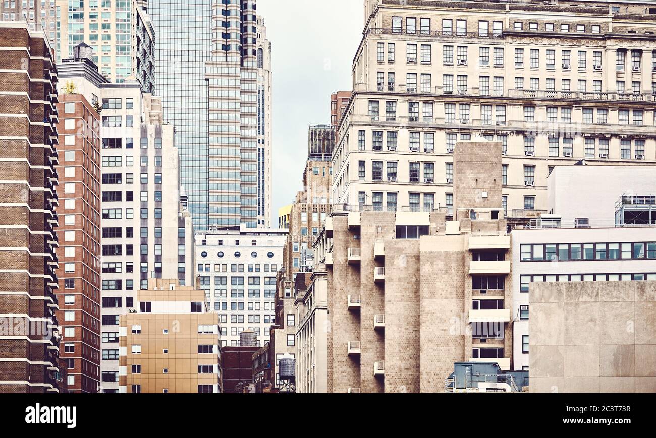 Architecture de New York, couleurs appliquées, États-Unis. Banque D'Images