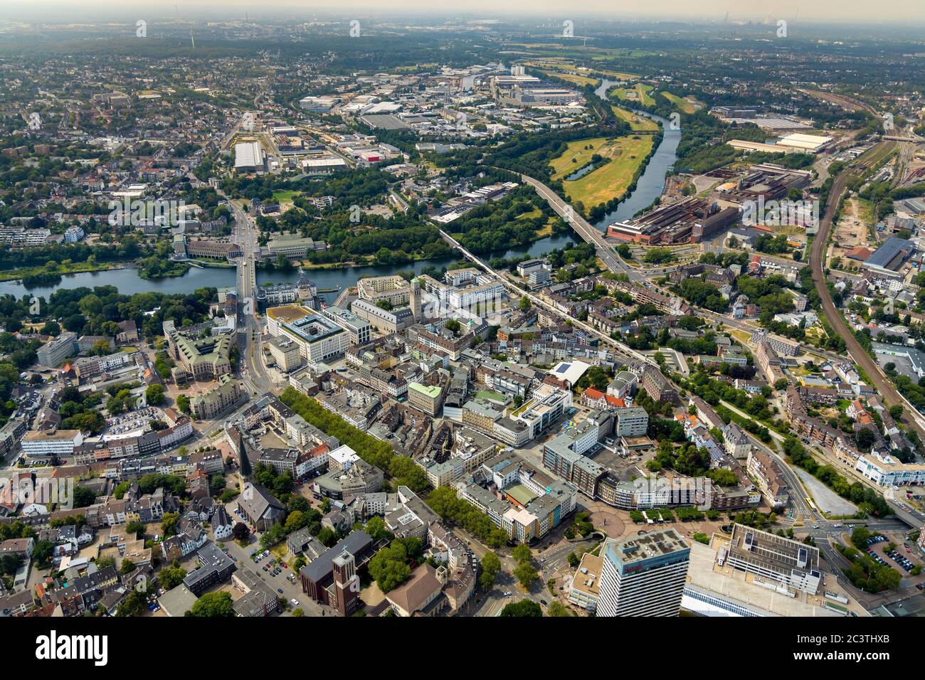 Vue sur la vieille ville, quartier Altstadt I, 21.07.2019, vue aérienne, Allemagne, Rhénanie-du-Nord-Westphalie, région de la Ruhr, Muelheim/Ruhr Banque D'Images
