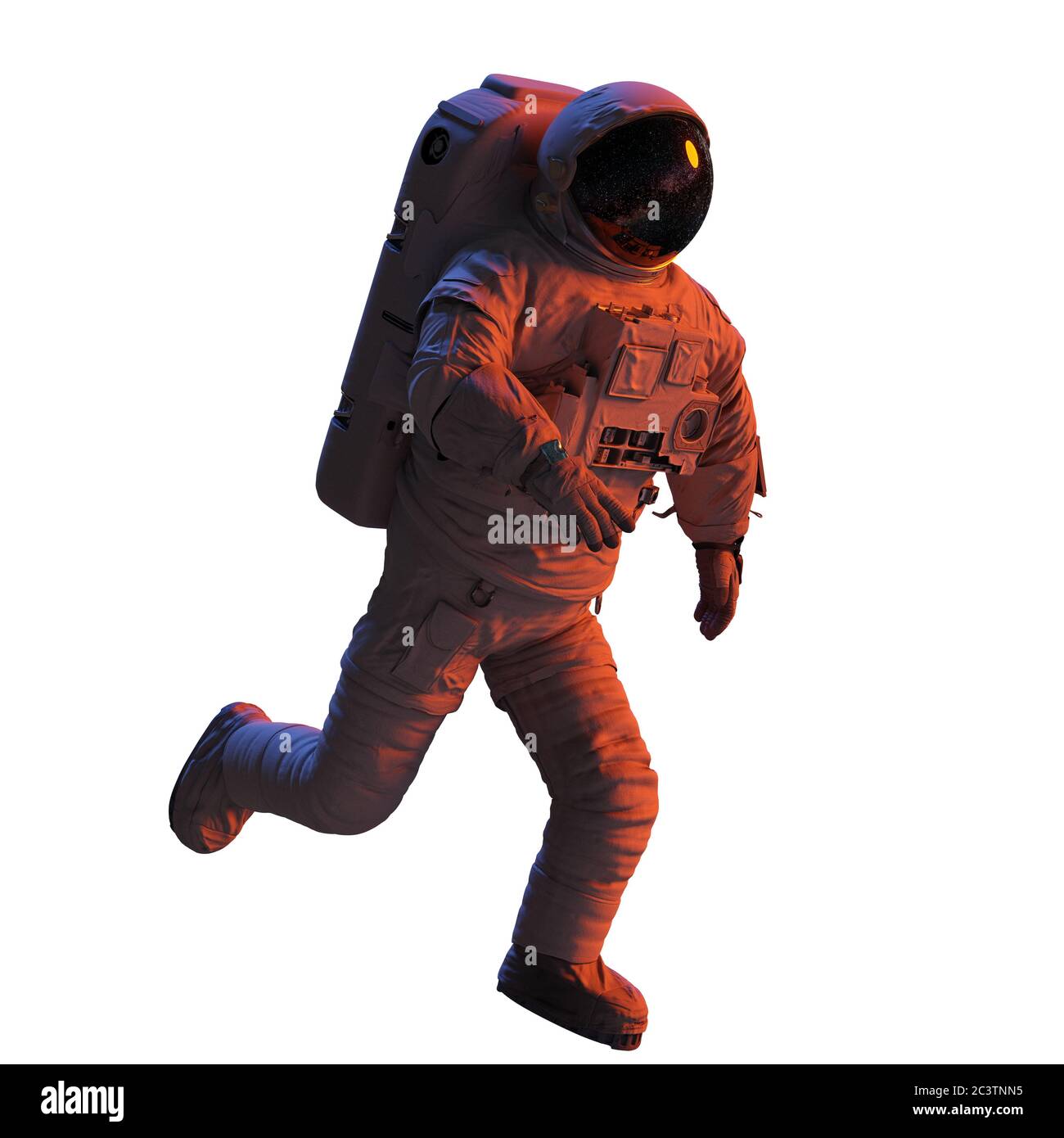 L'astronaute de l'exécution, isolé sur fond blanc Banque D'Images