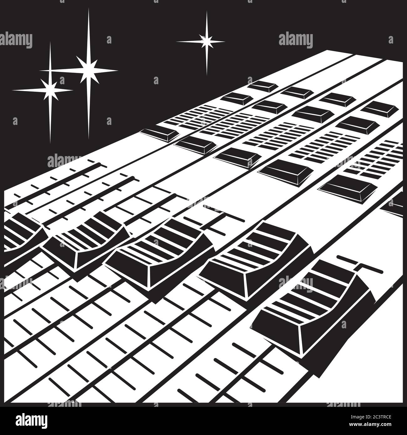 Illustration stylisée sur le thème de l'équipement de studio. Console de montage pour mixage vidéo ou audio Illustration de Vecteur