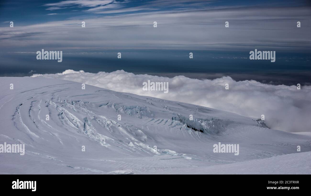 Randonnée sur la calotte glaciaire de Vatnajokull en Islande - le plus grand glacier d’Europe Banque D'Images
