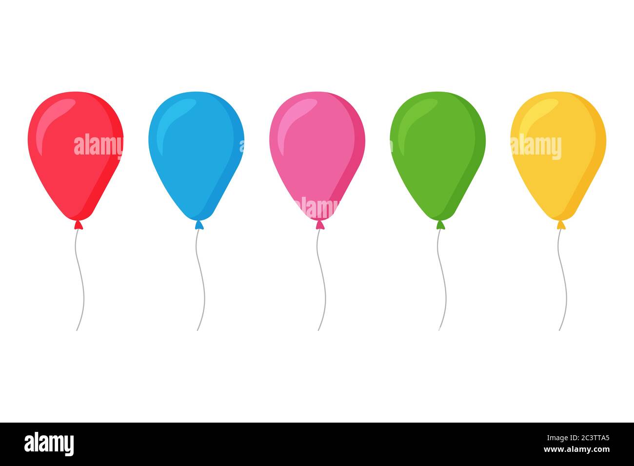 Ballons de style dessin animé plat isolés sur fond blanc Illustration de Vecteur