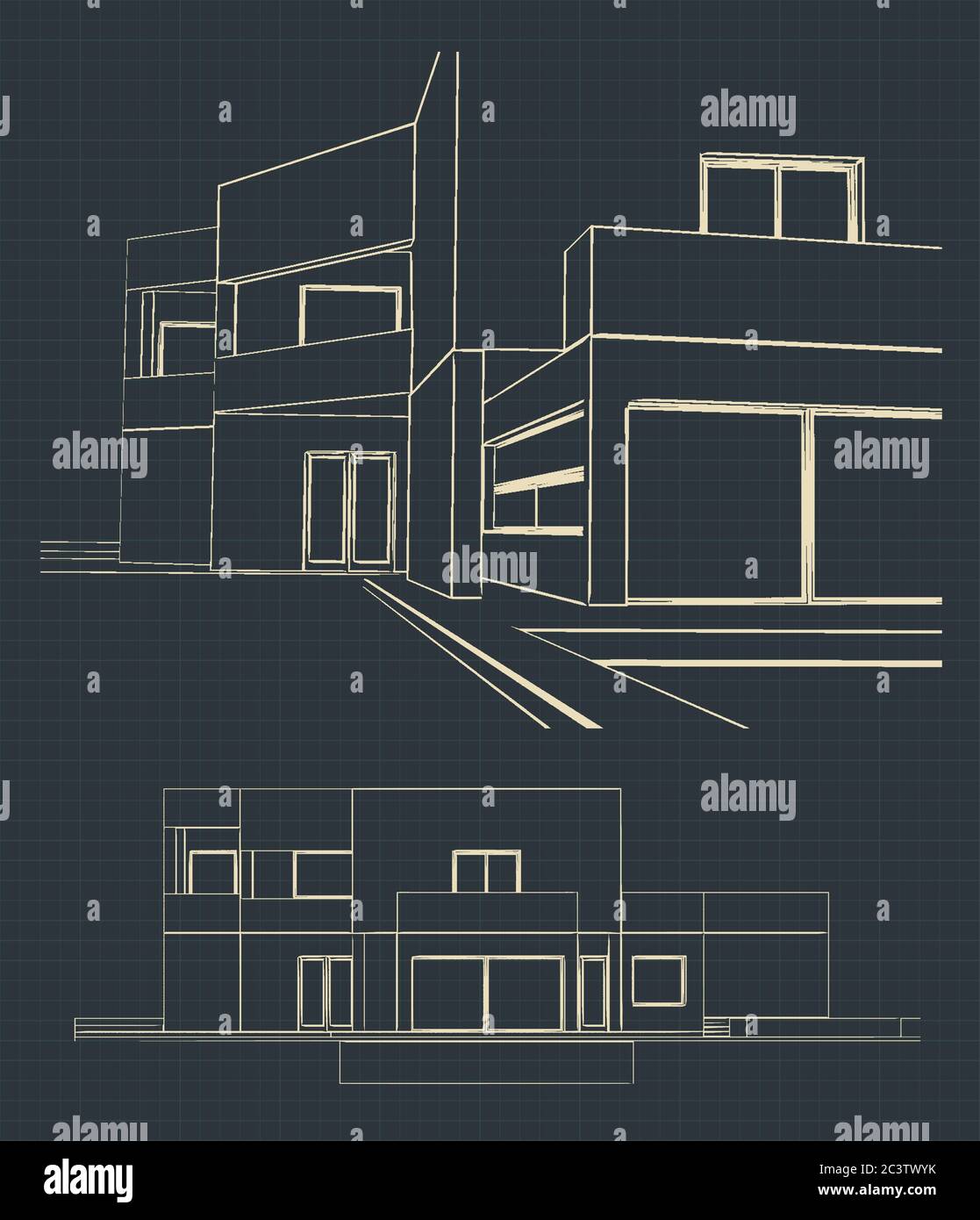 Illustration vectorielle stylisée de dessins de maisons modernes Illustration de Vecteur