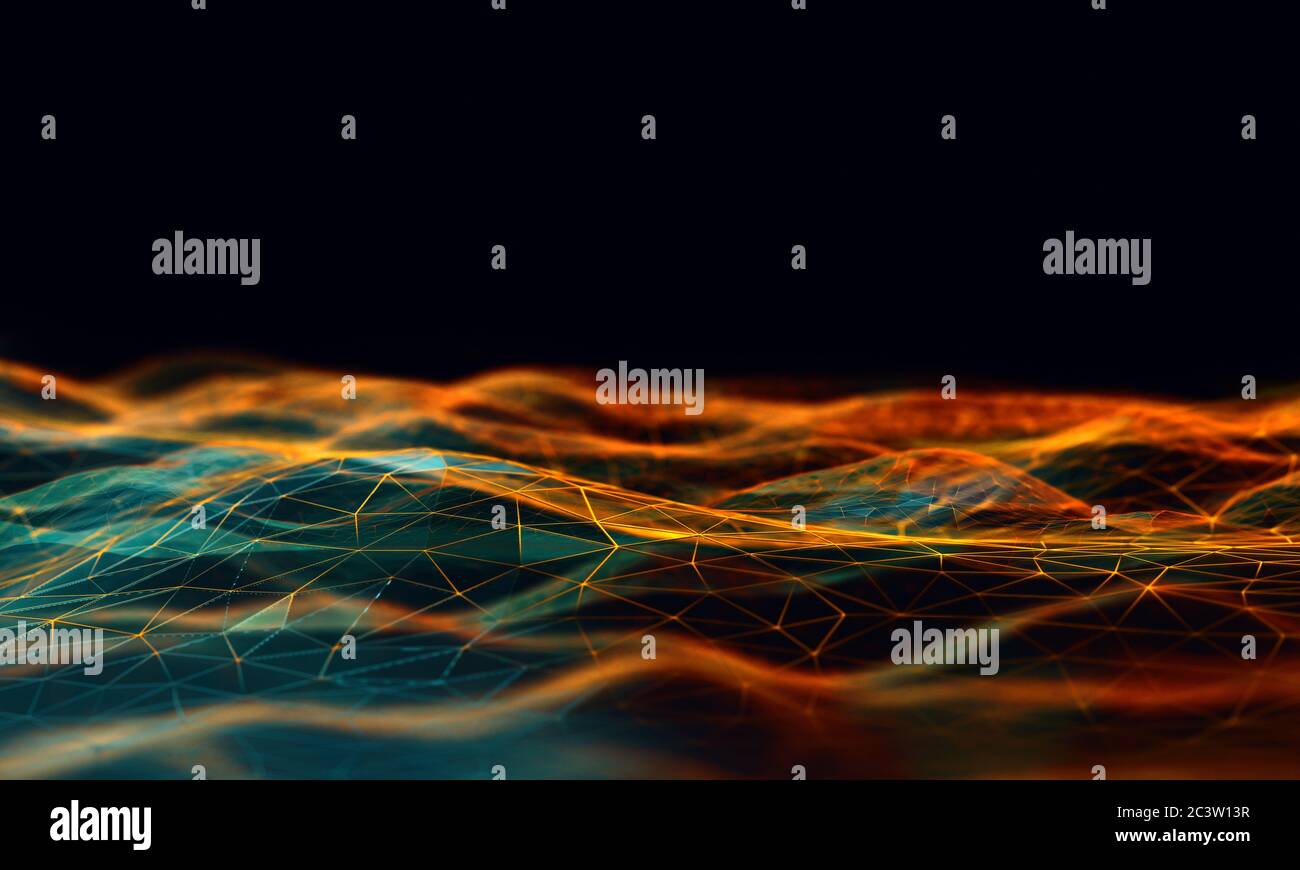 Réseau, affaires, science, technologie filaire rendu 3d. Banque D'Images