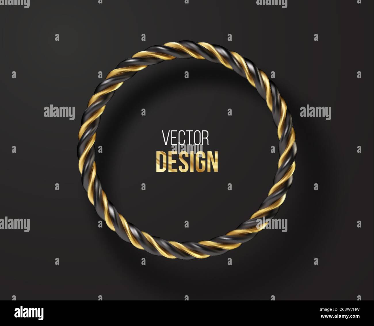 Cadre rond à rayures noires et dorées isolé sur fond noir. Illustration vectorielle Illustration de Vecteur